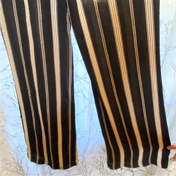 Reformation black cream stripe Testino Jagger high rise waisted Wide Leg pants - Picture 5 of 12